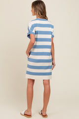 Blue Wide Stripe Knit Dress