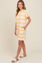 Yellow Wide Stripe Knit Dress