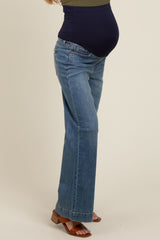 Blue Wide Leg Maternity Jeans