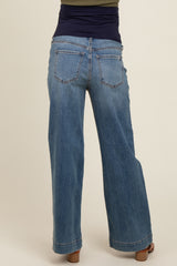 Blue Wide Leg Maternity Jeans