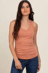 Mauve V-Neck Ribbed Tank Top