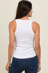 Ivory V-Neck Ribbed Tank Top