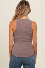 Mocha V-Neck Ribbed Maternity Tank Top