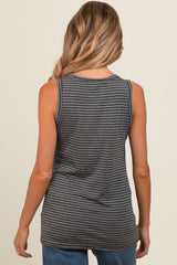 Charcoal Striped Maternity Tank Top