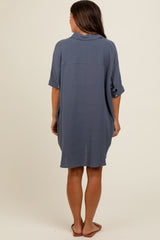 Charcoal Button Down Oversized Maternity Dress