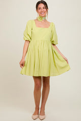 Lime Babydoll Maternity Mini Dress