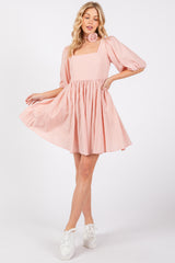 Light Pink Babydoll Mini Dress