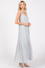 Light Blue Floral Button Down Maxi Dress