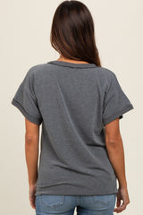 Charcoal Front Pocket Maternity Short Sleeve Top