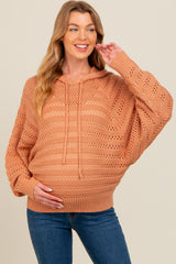 Salmon Pointelle Knit Maternity Sweater