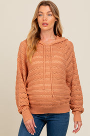 Salmon Pointelle Knit Maternity Sweater