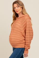 Salmon Pointelle Knit Maternity Sweater