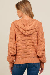 Salmon Pointelle Knit Maternity Sweater