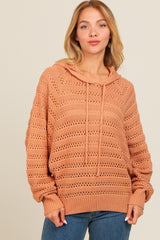 Salmon Pointelle Knit Maternity Sweater