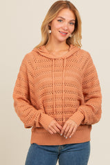 Salmon Pointelle Knit Sweater