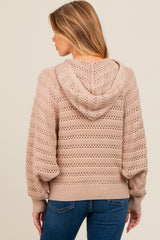 Beige Pointelle Knit Maternity Sweater