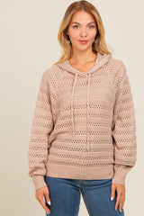 Beige Pointelle Knit Sweater