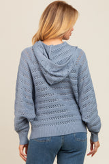 Blue Pointelle Knit Sweater