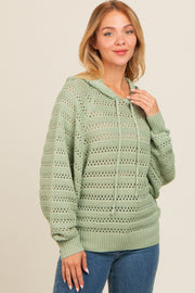 Light Olive Pointelle Knit Sweater