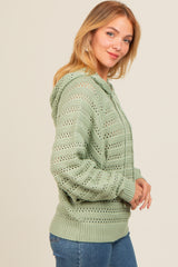 Light Olive Pointelle Knit Sweater