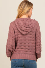 Plum Pointelle Knit Sweater