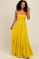 Yellow Smocked Cutout Maxi Dress