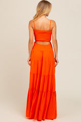 Orange Smocked Cutout Maxi Dress