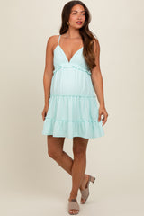 Mint Tiered Maternity Mini Dress