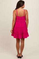 Fuchsia Tiered Maternity Mini Dress