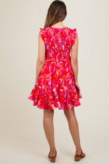 Fuchsia Abstract Print Maternity Mini Dress