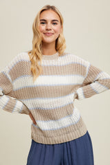 Beige Multi-Striped Sweater