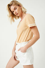 Peach Colorblock Trim Maternity Short Sleeve Tee