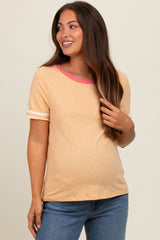 Peach Colorblock Trim Maternity Short Sleeve Tee