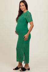 Green Layered Mesh Maternity Maxi Dress