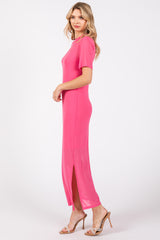 Pink Layered Mesh Maxi Dress