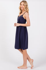 Navy Drop Front Nursing Dress