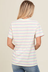 Ivory Short Sleeve Multi Striped Top