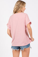 Pink Cuff Short Sleeve Top