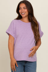 Lavender Cuff Short Sleeve Maternity Top