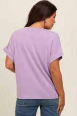 Lavender Cuff Short Sleeve Maternity Top