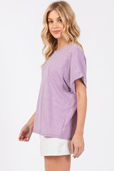 Lavender Cuff Short Sleeve Top