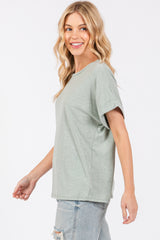 Light Olive Cuff Short Sleeve Top