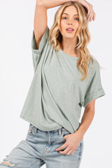 Light Olive Cuff Short Sleeve Top