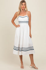 Ivory Contrast Stripe Midi Dress