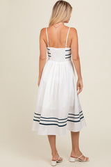 Ivory Contrast Stripe Midi Dress