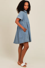 Blue Denim Button Down Mini Dress