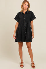 Black Denim Button Down Mini Dress