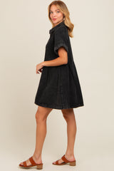 Black Denim Button Down Mini Dress