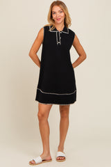 Black Contrast Stitch Polo Dress