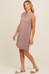 Mocha Contrast Stitch Polo Dress